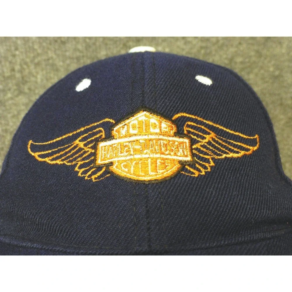Harley-Davidson Navy Blue Winged Logo Adjustable Baseball Cap Hat Mens OSFM